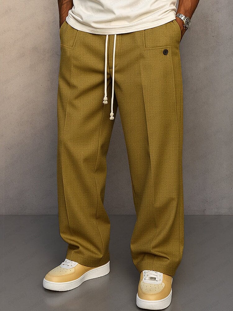 Men's Straight-Leg Tailored Drawstring Waist Pants