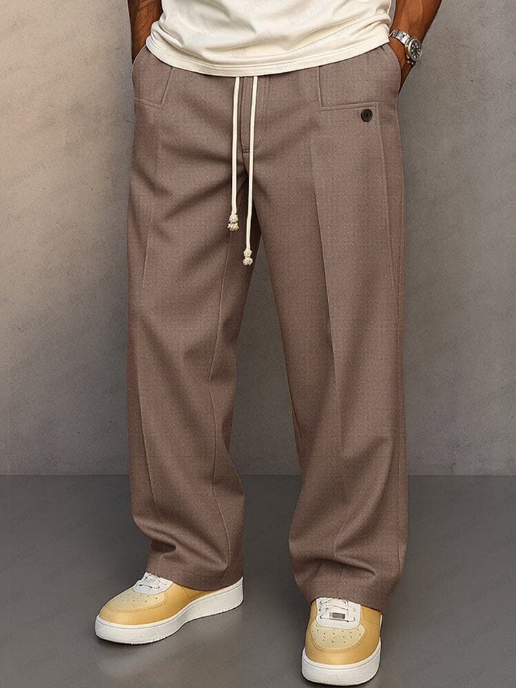 Men's Straight-Leg Tailored Drawstring Waist Pants