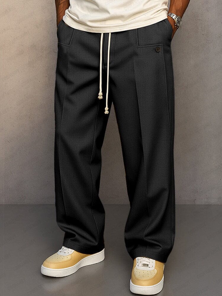 Men's Straight-Leg Tailored Drawstring Waist Pants
