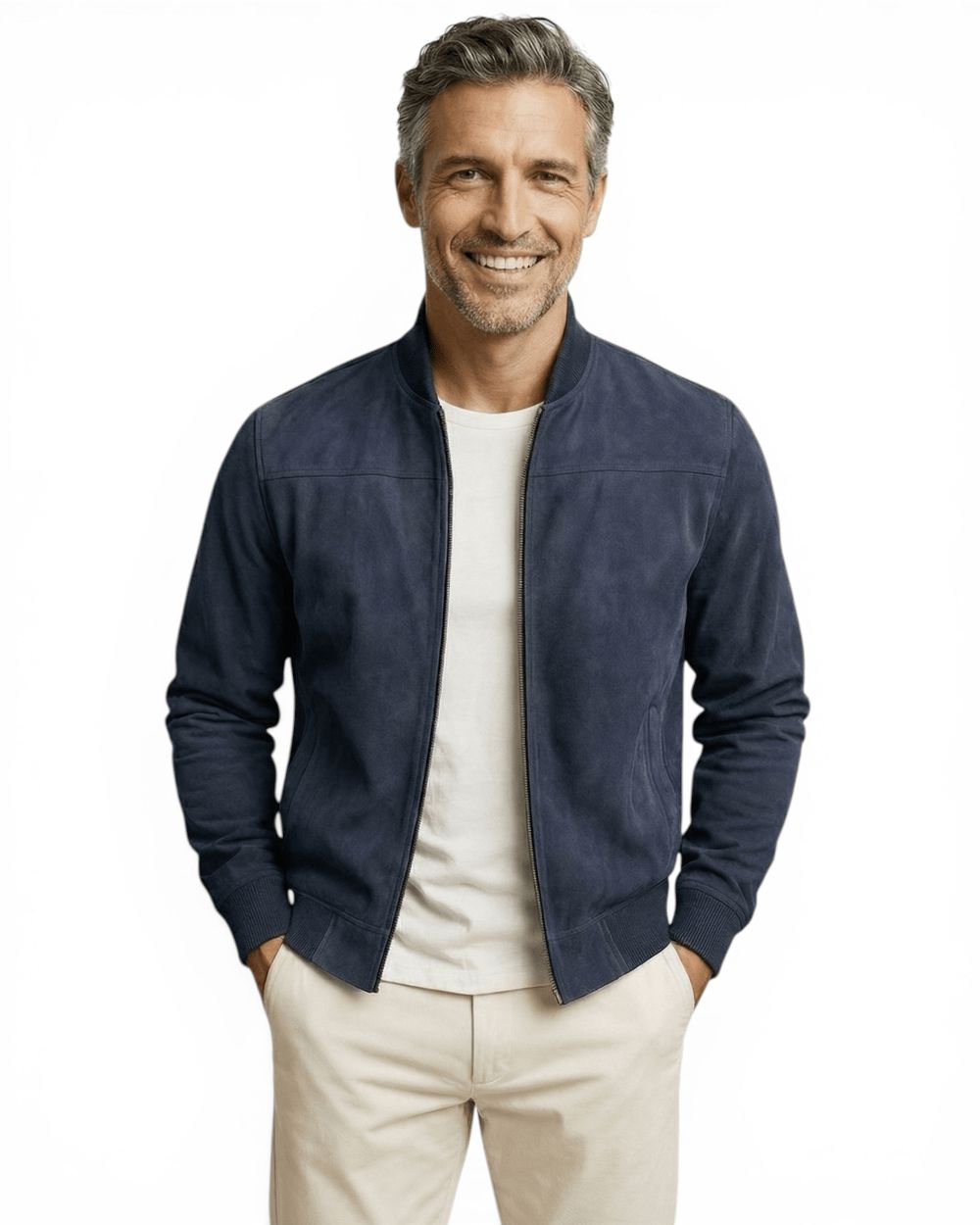 Men's Slim-Cut Suede Flight Jacket for Everyday Wear