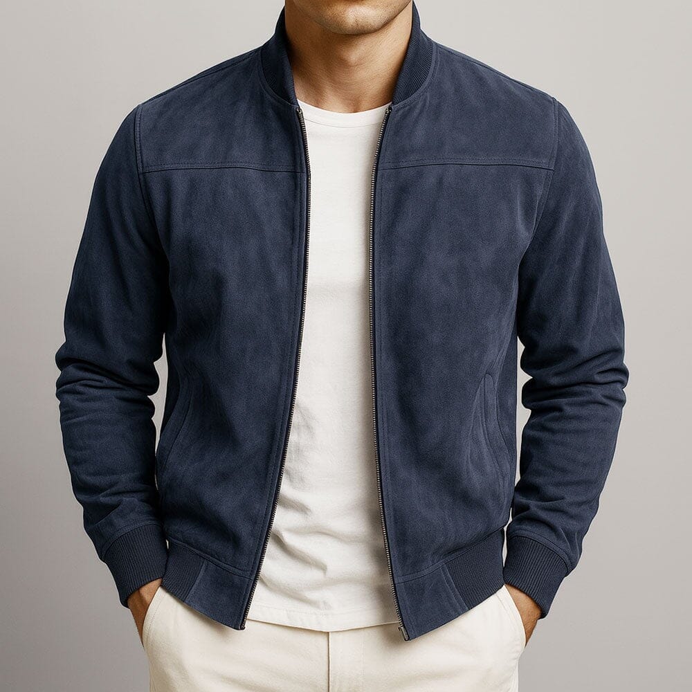 Men's Slim-Cut Suede Flight Jacket for Everyday Wear