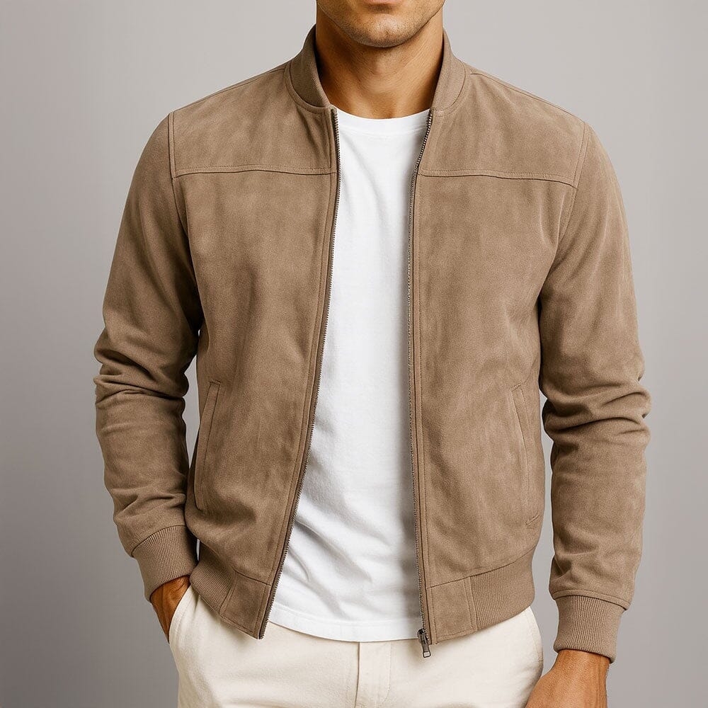 Men's Slim-Cut Suede Flight Jacket for Everyday Wear