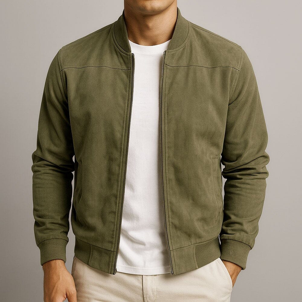 Men's Slim-Cut Suede Flight Jacket for Everyday Wear