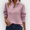 Women's Half-Zip V-Neck Ribbed Knit Pullover
