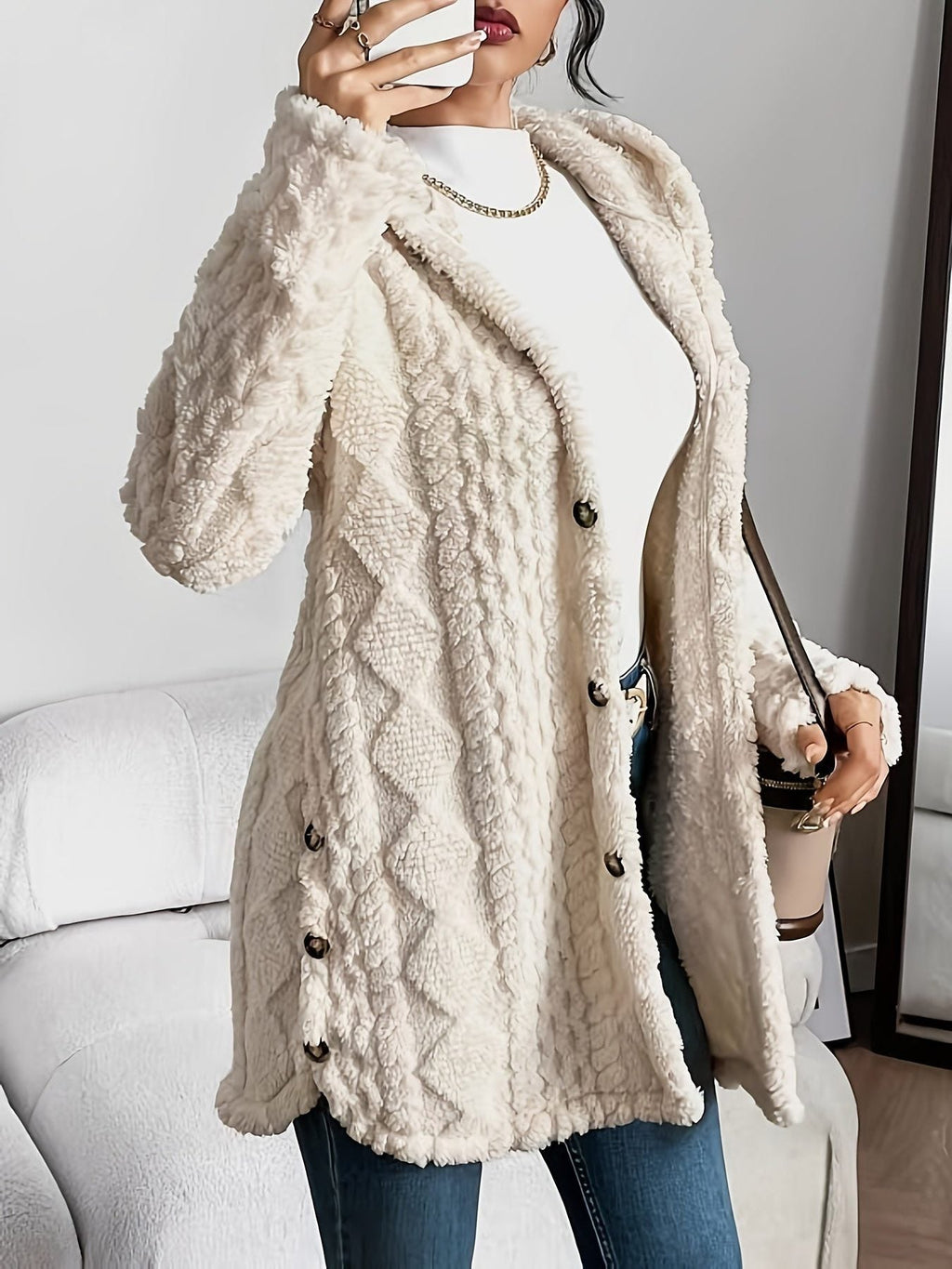 Women's Hooded Oversized Fleece Cardigan for Layering