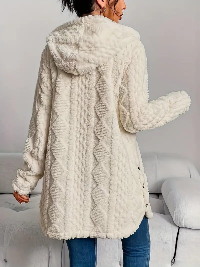 Women's Hooded Oversized Fleece Cardigan for Layering