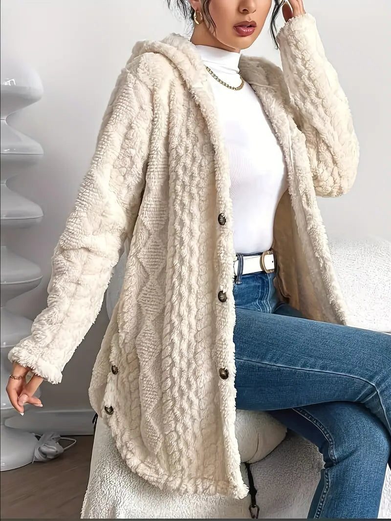 Women's Hooded Oversized Fleece Cardigan for Layering