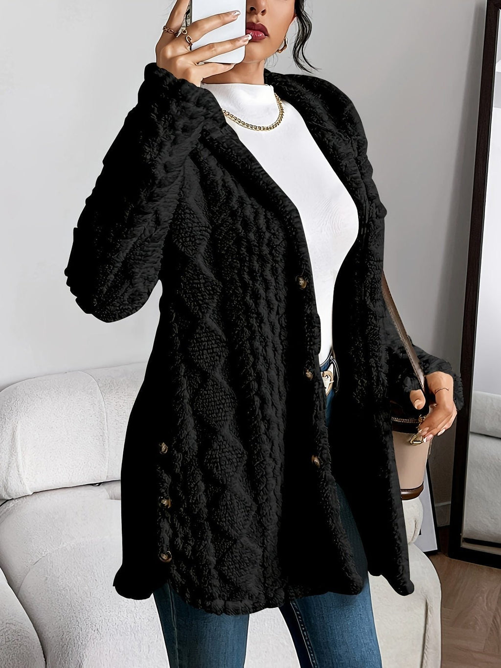 Women's Hooded Oversized Fleece Cardigan for Layering