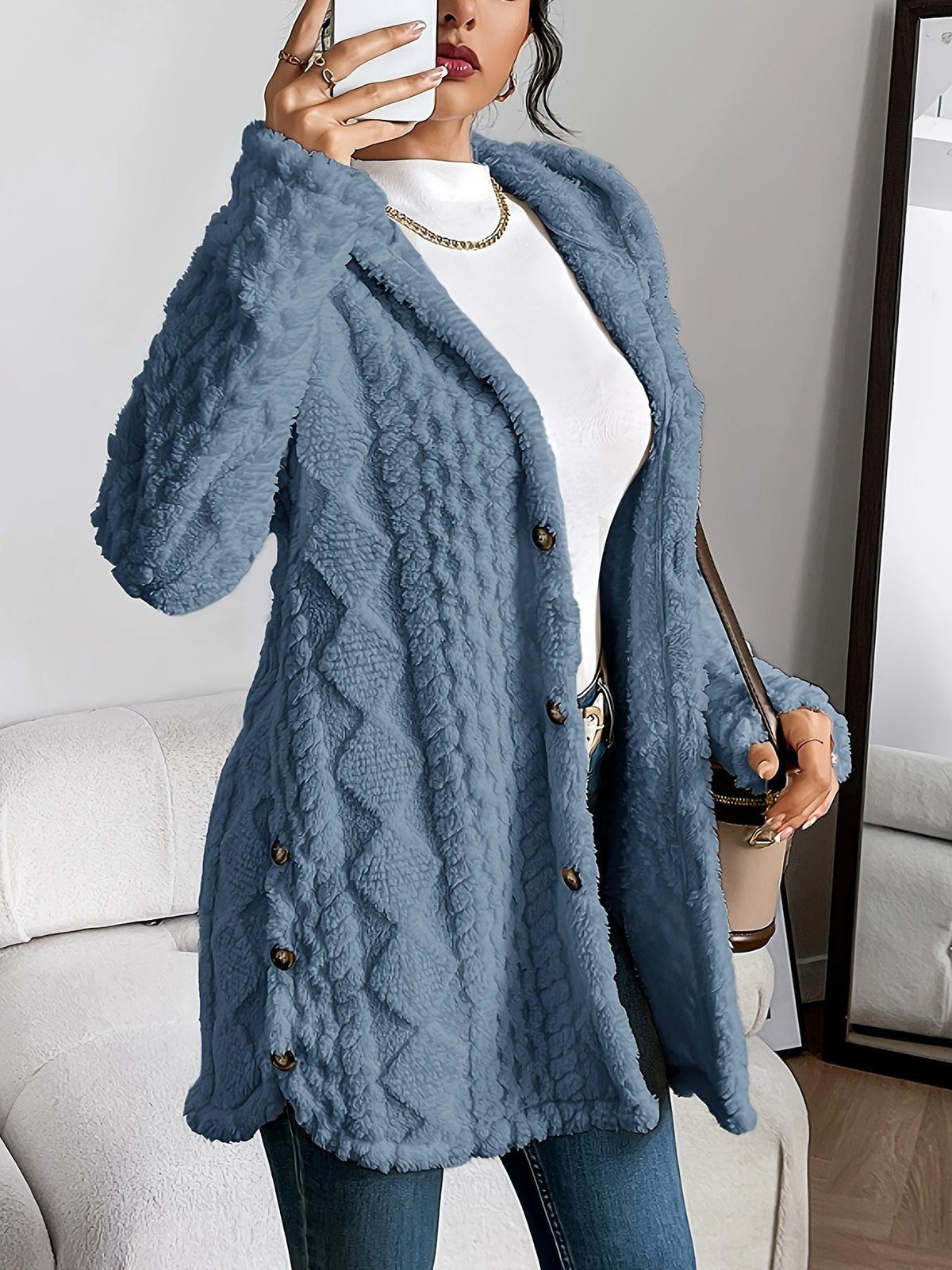 Women's Hooded Oversized Fleece Cardigan for Layering