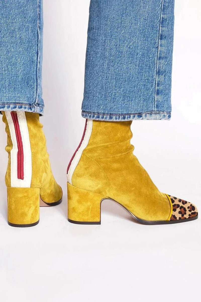 Women's Chunky Block Heel Suede Ankle Booties
