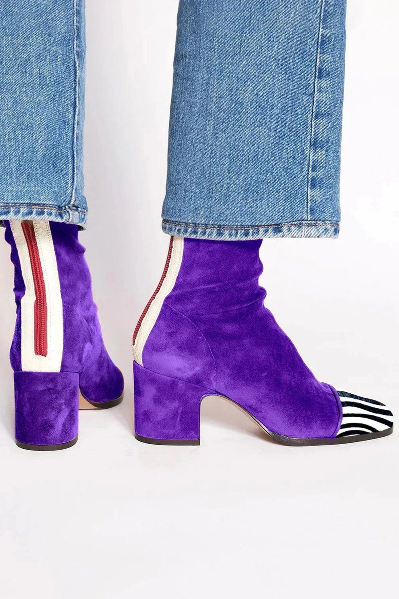 Women's Chunky Block Heel Suede Ankle Booties
