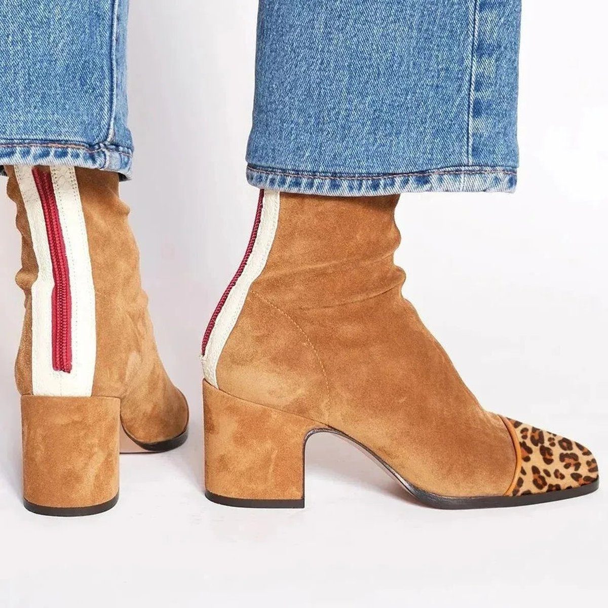 Women's Chunky Block Heel Suede Ankle Booties
