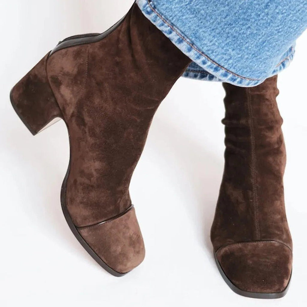 Women's Chunky Block Heel Suede Ankle Booties