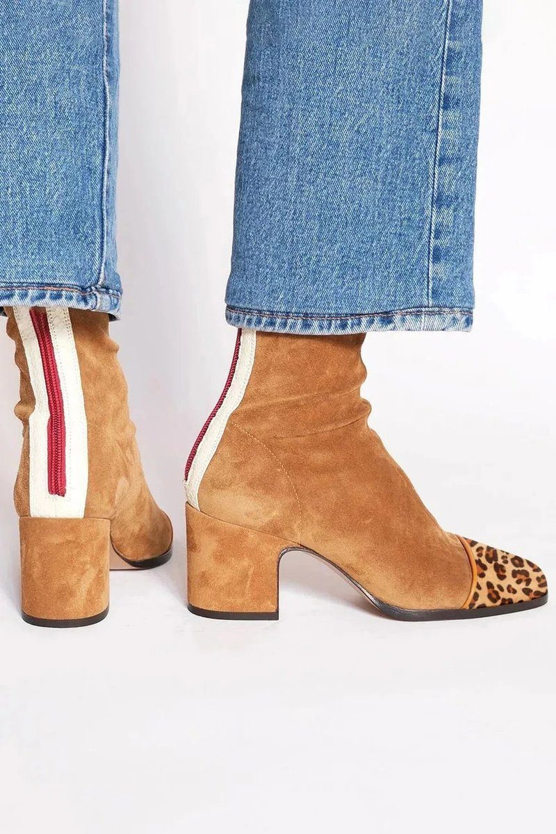 Women's Chunky Block Heel Suede Ankle Booties