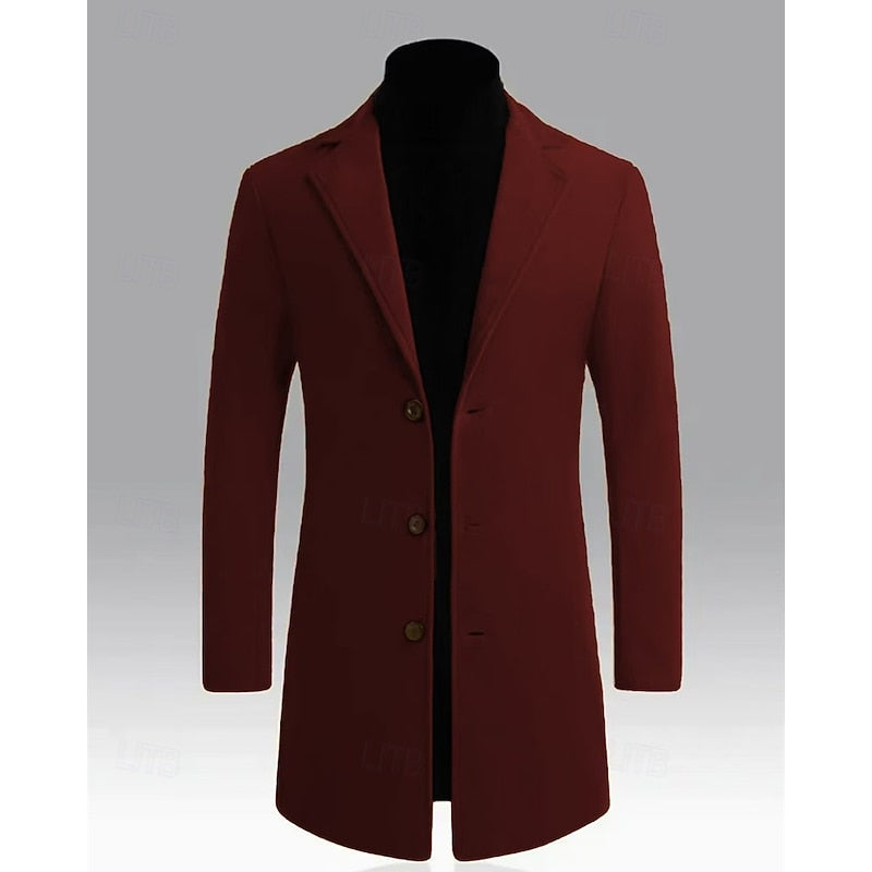 Men's Long Topcoat with Roomy Front Pockets