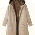 Women's Plush Lining Hooded Long Zip Overcoat