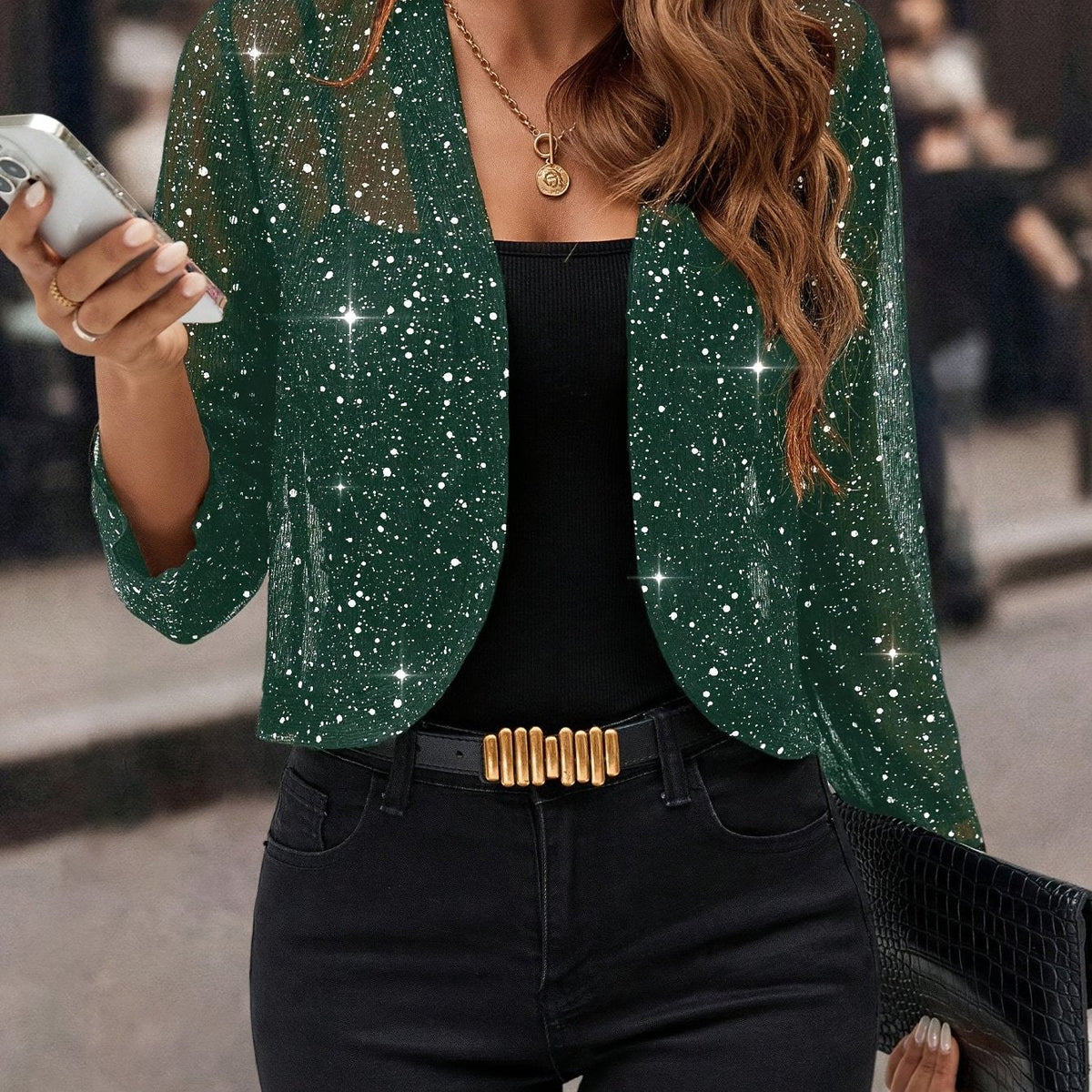 Women's Soft Shimmer Short Open Jacket