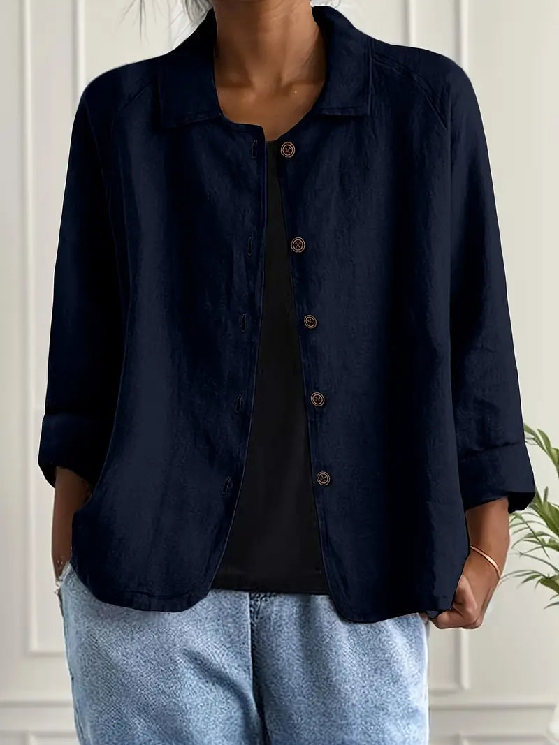 Women's Relaxed Button-Up Lightweight Everyday Jacket