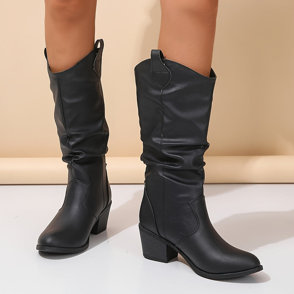 Women's Slouchy Western Cowgirl Boots for Wide Calves