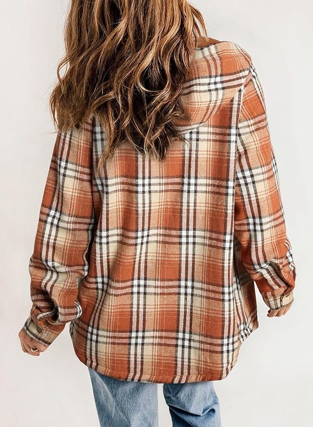 Women's Sherpa Collar Flannel Plaid Shirt Coat