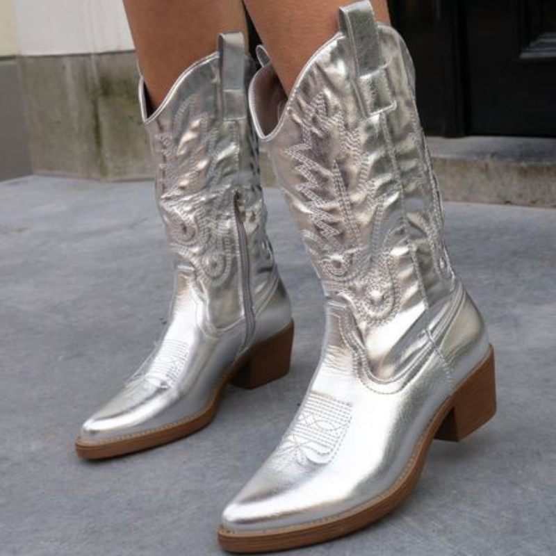 Women's Shiny Metallic Western Cowgirl Boots
