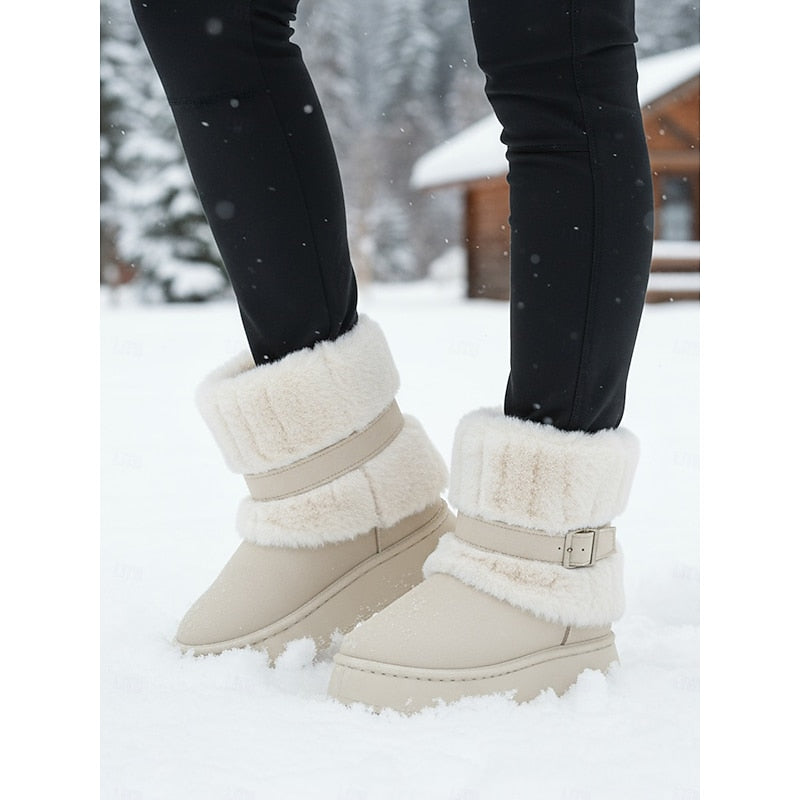 Women's Plush Lined Fur Trim Ankle Booties