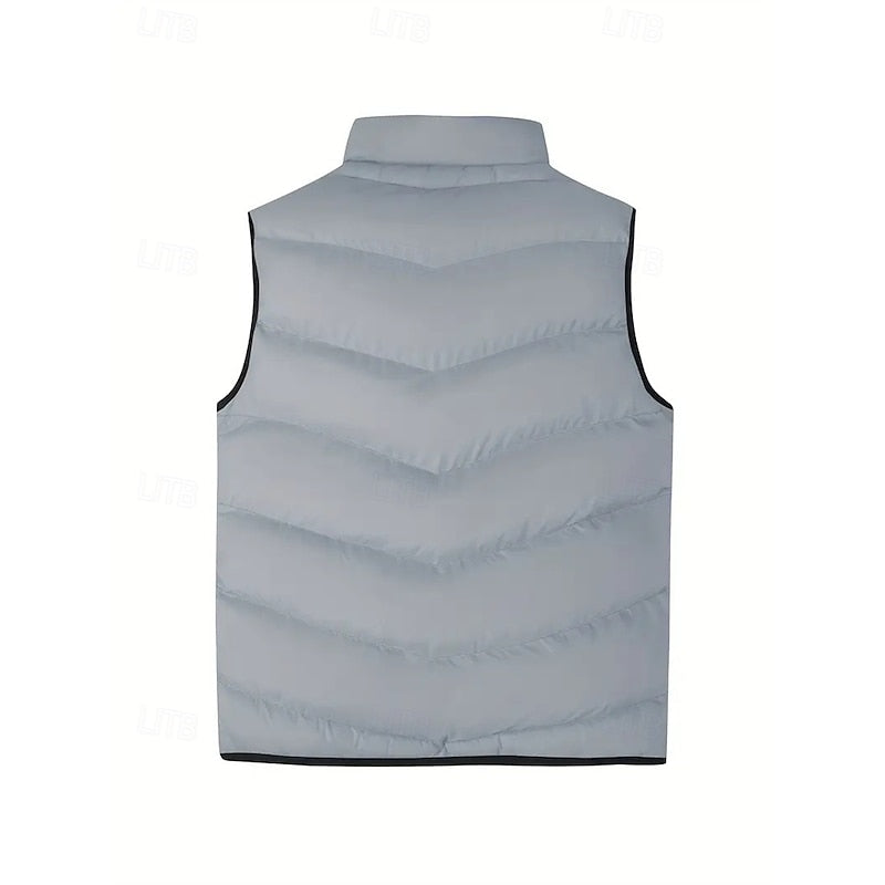 Men's Stand Collar Quilted Padded Gilet