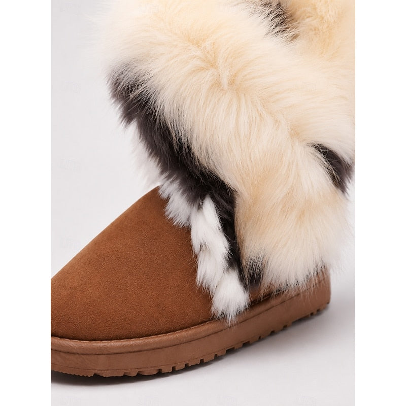 Women's Slip-On Cold Weather Boots with Fluffy Cuff