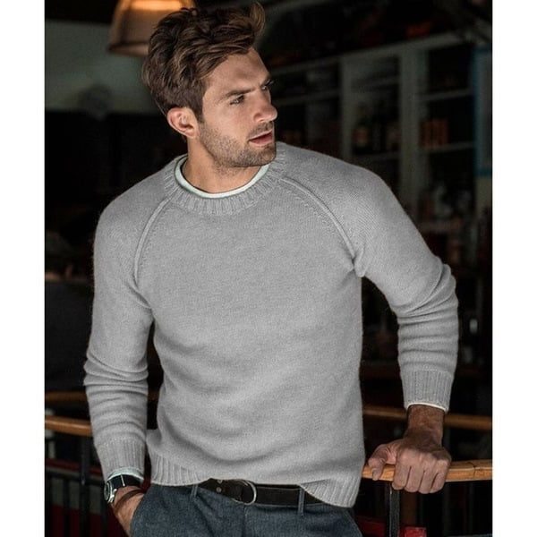Men's Easy Fine Knit Raglan Shoulder Crew Pullover