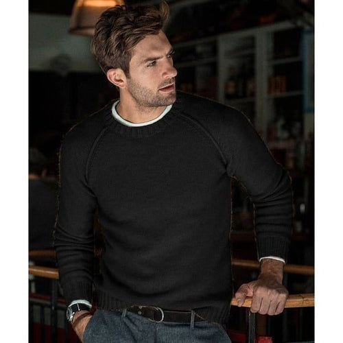 Men's Easy Fine Knit Raglan Shoulder Crew Pullover