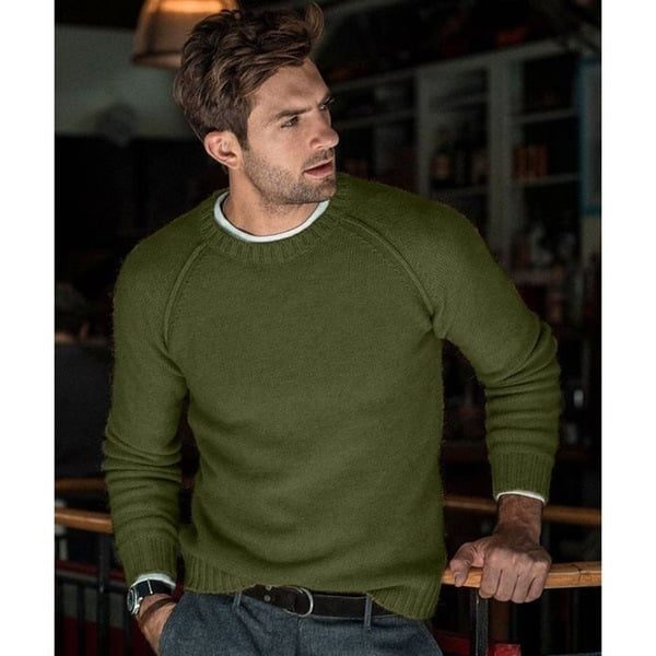 Men's Easy Fine Knit Raglan Shoulder Crew Pullover