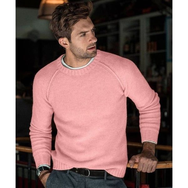 Men's Easy Fine Knit Raglan Shoulder Crew Pullover