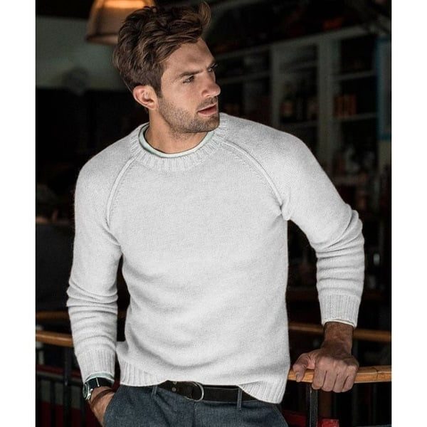 Men's Easy Fine Knit Raglan Shoulder Crew Pullover