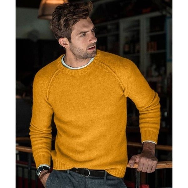 Men's Easy Fine Knit Raglan Shoulder Crew Pullover