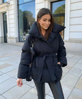 Women's Tie-Waist Padded Winter Coat