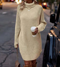 Women's Ribbed Knit Turtleneck Winter Sweater Dress