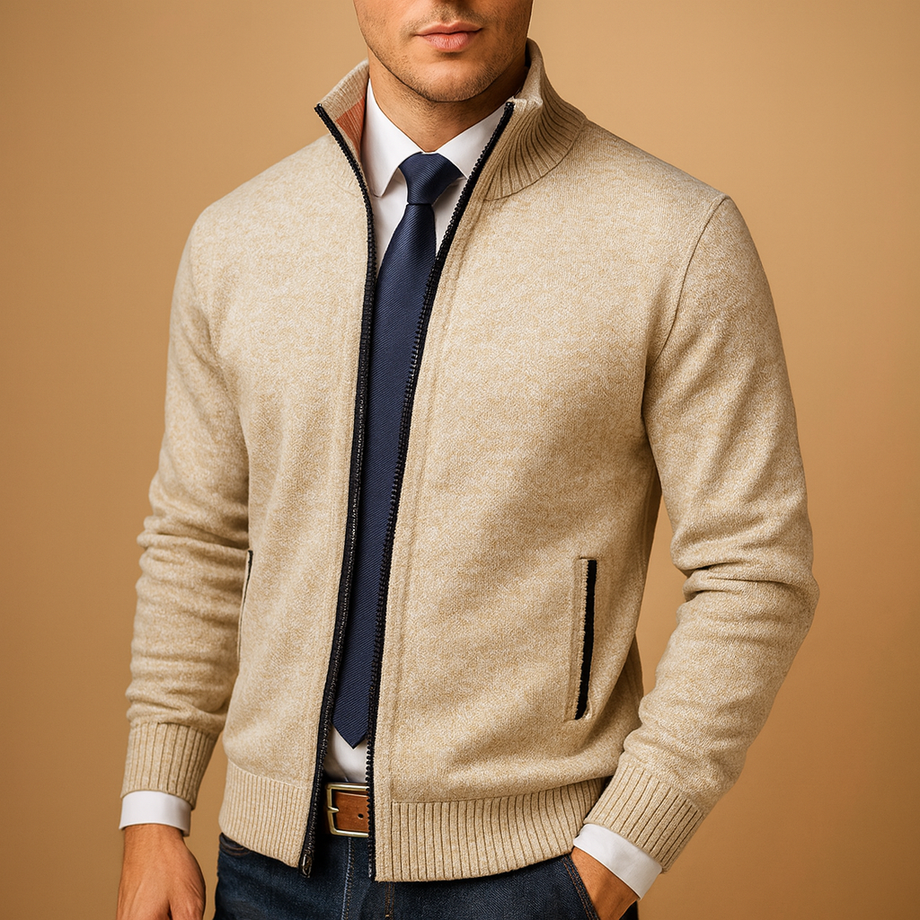 Men's Smart Casual Premium Knit Zip-Front Cardigan