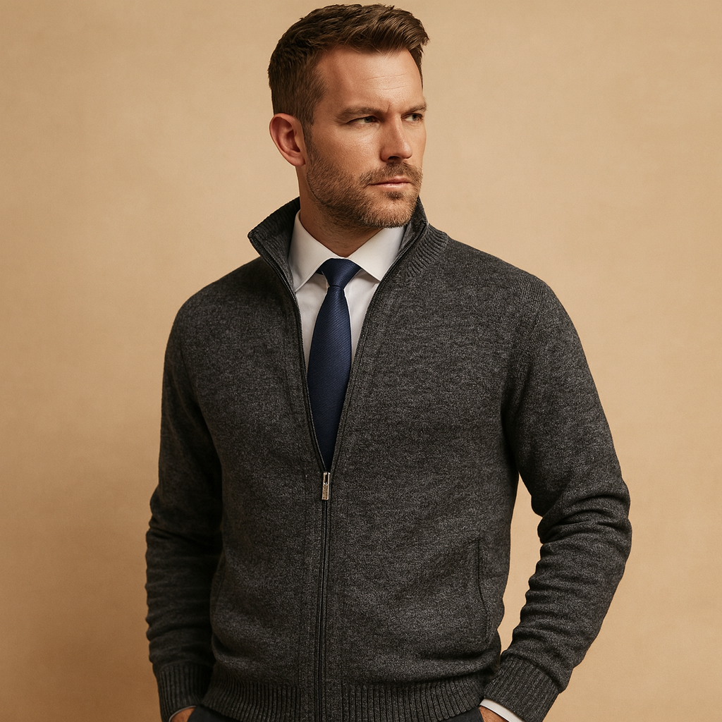 Men's Smart Casual Premium Knit Zip-Front Cardigan