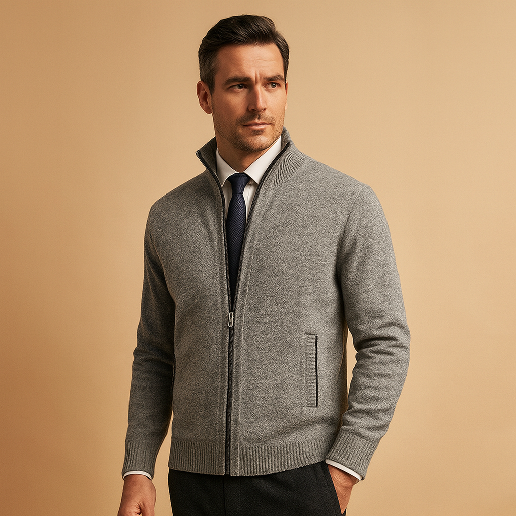 Men's Smart Casual Premium Knit Zip-Front Cardigan