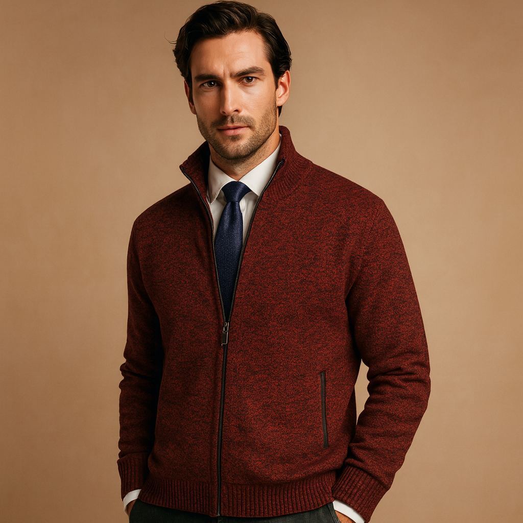 Men's Smart Casual Premium Knit Zip-Front Cardigan