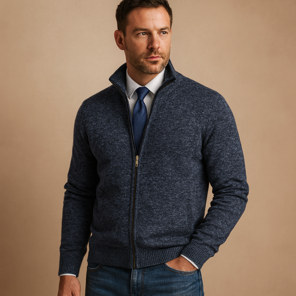 Men's Smart Casual Premium Knit Zip-Front Cardigan