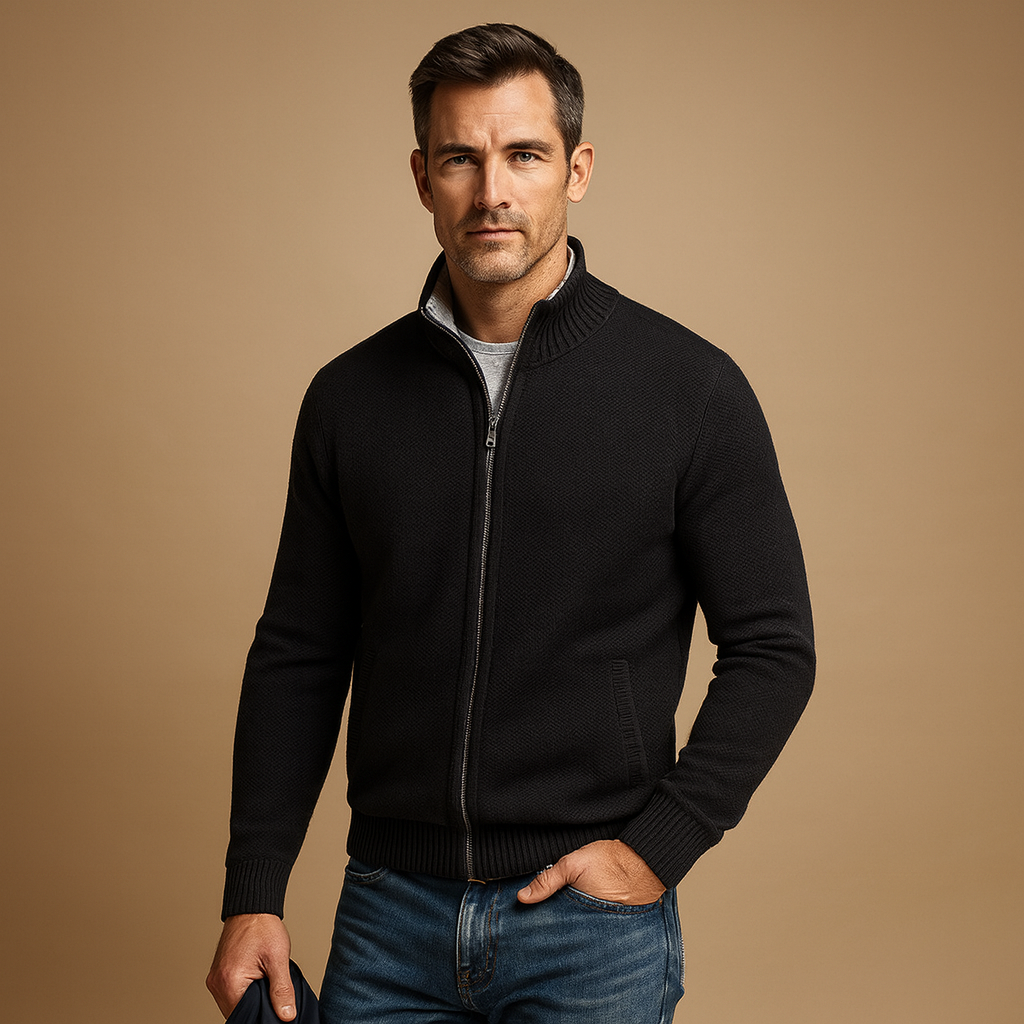 Men's Smart Casual Premium Knit Zip-Front Cardigan