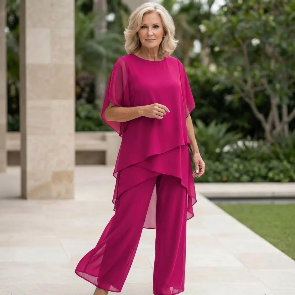Women's Flowing Palazzo Pants Matching Top Set
