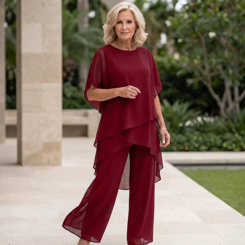 Women's Flowing Palazzo Pants Matching Top Set