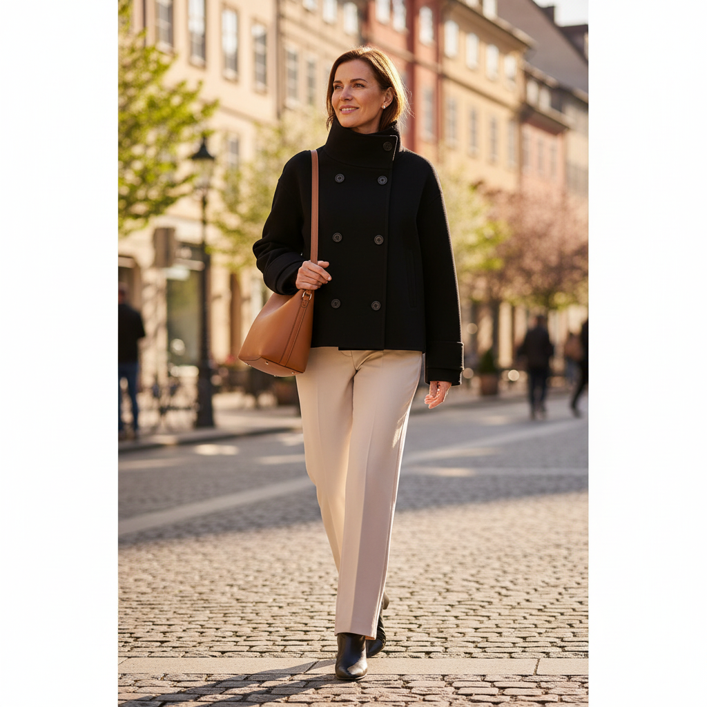 Women's Short Double Breasted Structured Coat
