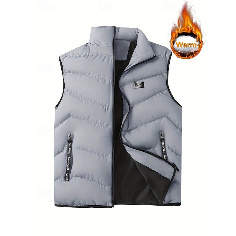 Men's Stand Collar Quilted Padded Gilet