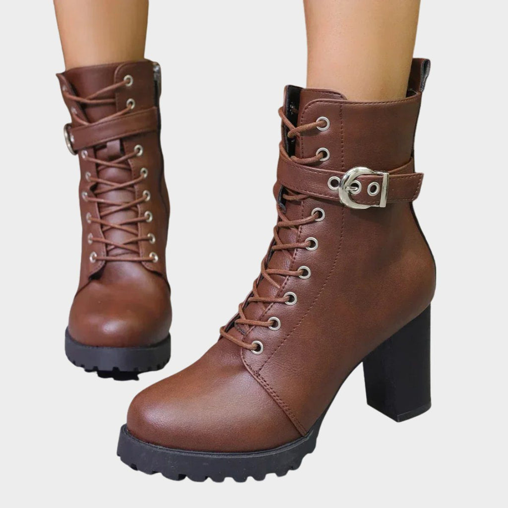 Women's Lug Sole Front Lacing Combat Boots