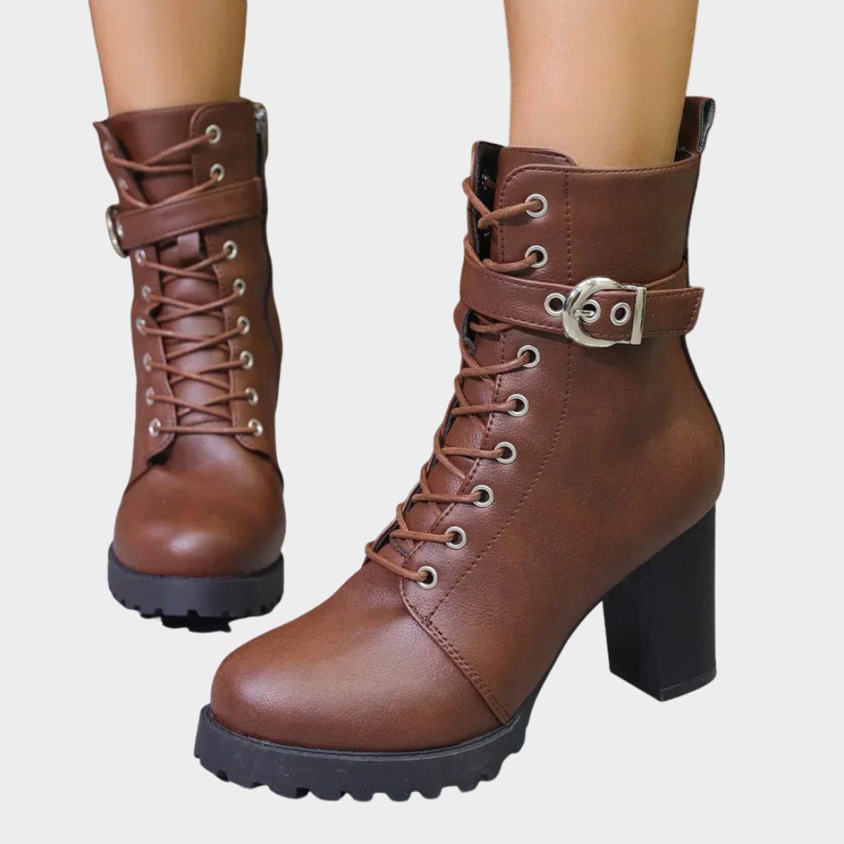Women's Lug Sole Front Lacing Combat Boots