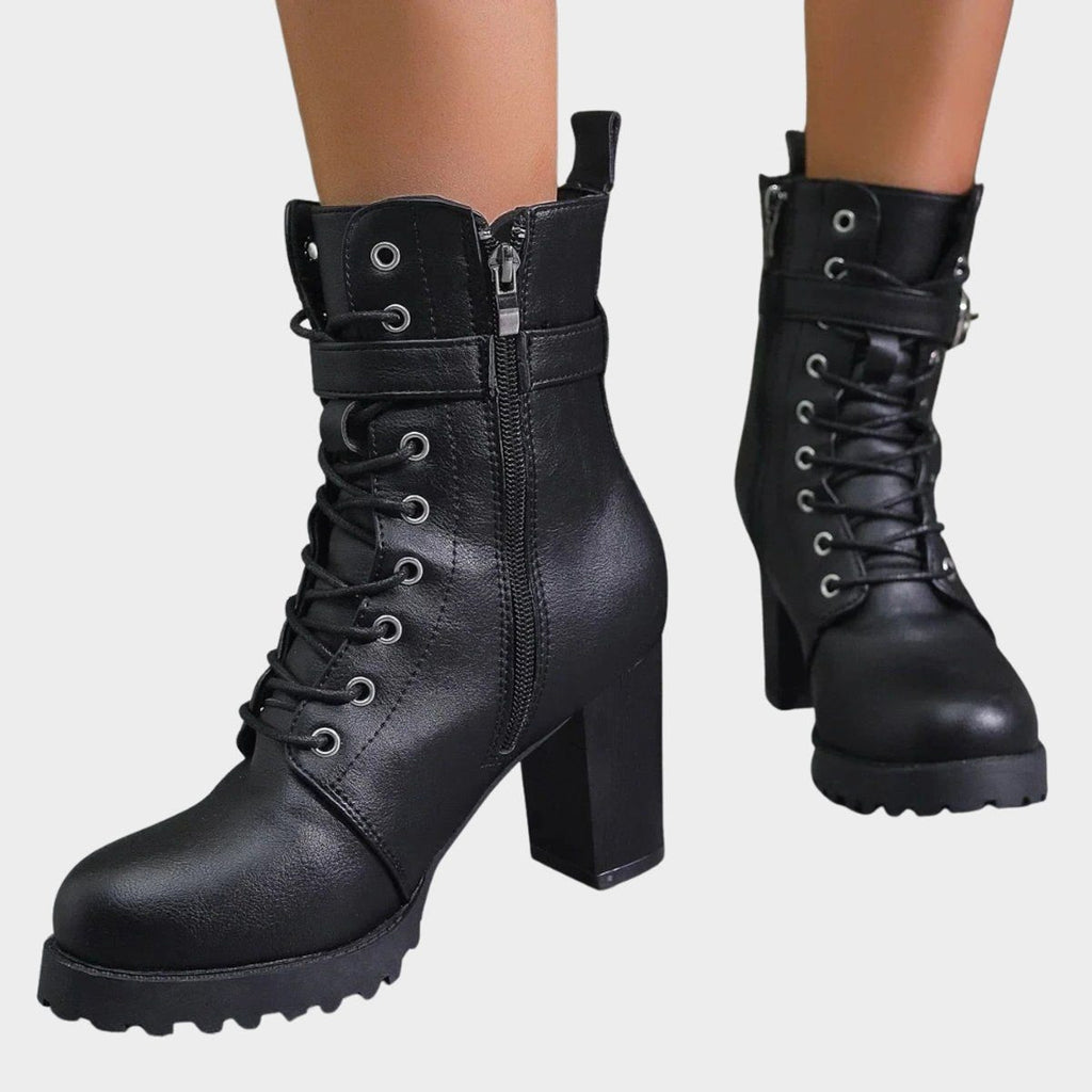 Women's Lug Sole Front Lacing Combat Boots