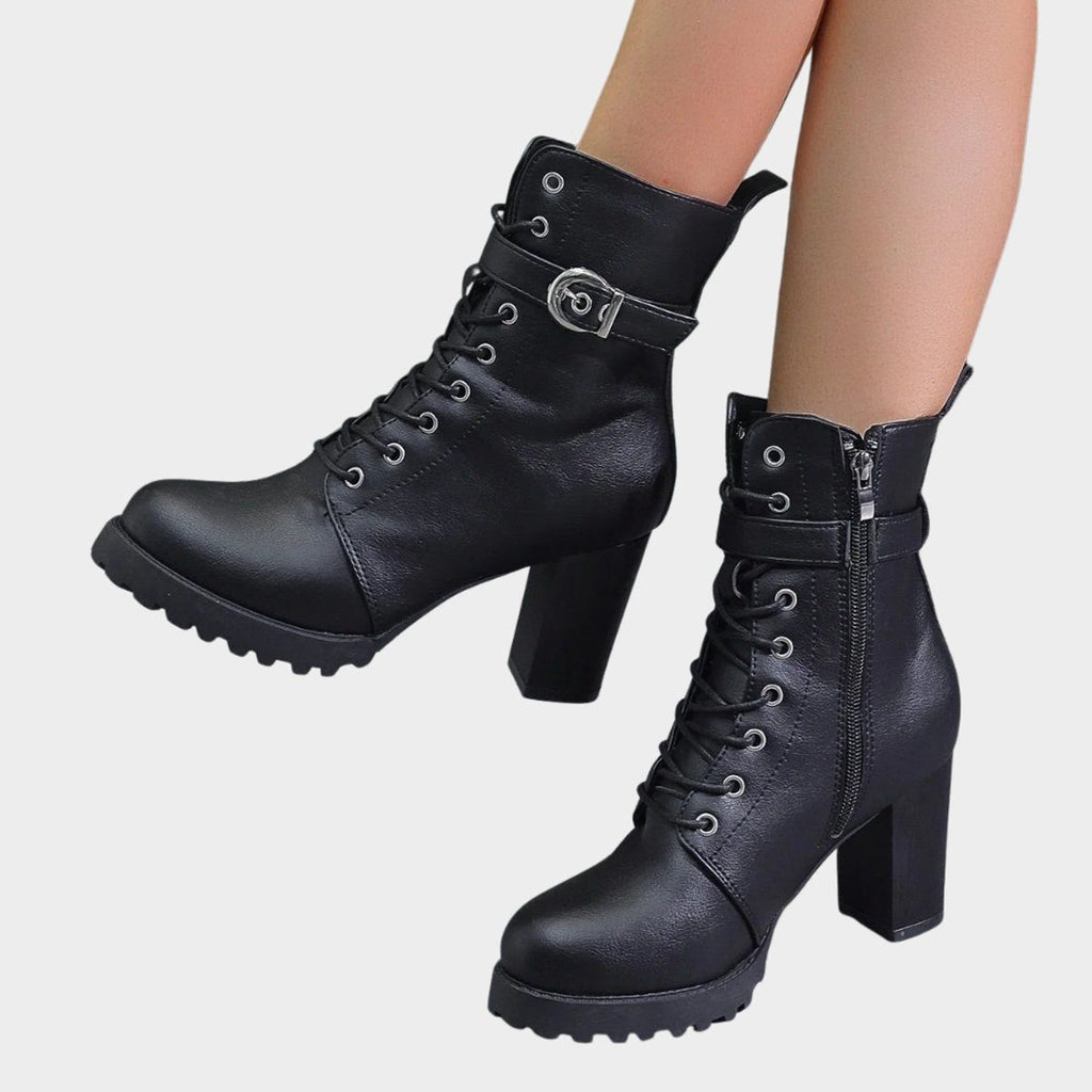 Women's Lug Sole Front Lacing Combat Boots